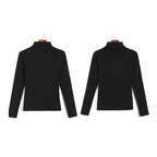 Women's turtleneck black fleece fitted Fleece-Lined Turtleneck Top for Layering
