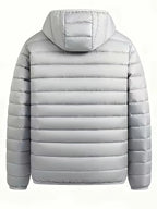 Men's black lightweight Hooded Puffer Jacket with Zip Pockets