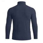 Men's royal blue ribbed turtleneck sweater, slim fit knit
