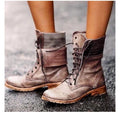 Women's brown lace-up combat boots