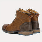 Men's rust cap-Toe Ankle Boots with Contrast Sole and Laces