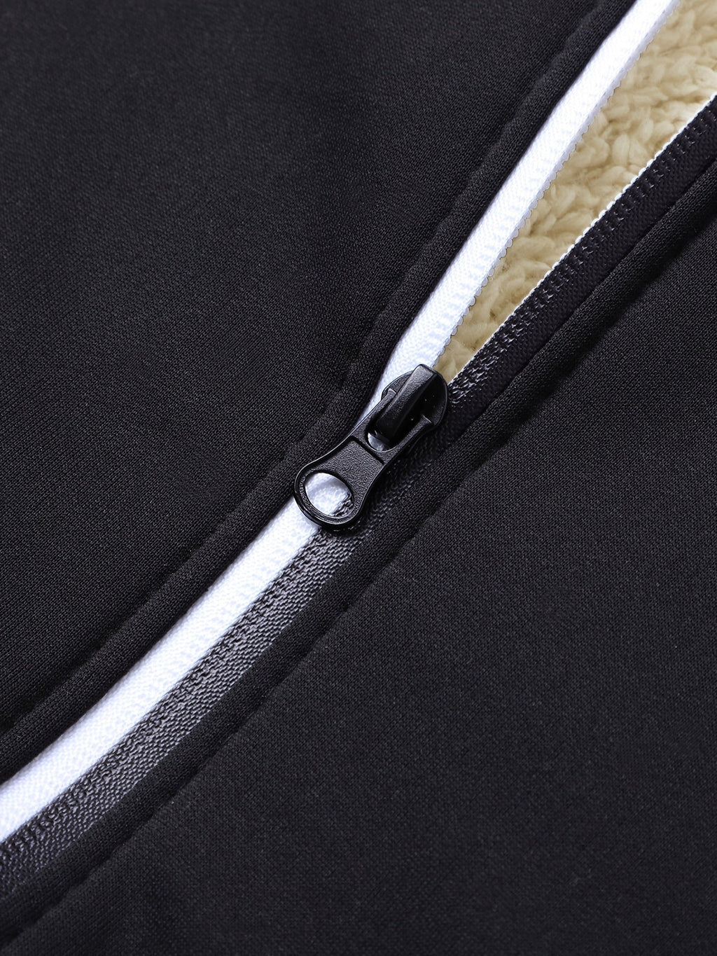 Men's black cozy hooded full-zip jacket with kangaroo pocket