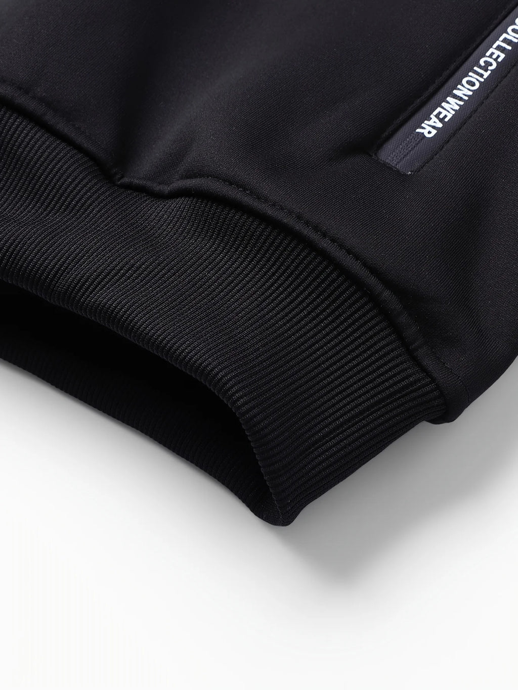 Men's black cozy hooded full-zip jacket with kangaroo pocket
