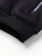 Men's black cozy hooded full-zip jacket with kangaroo pocket