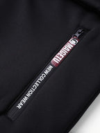 Men's black cozy hooded full-zip jacket with kangaroo pocket