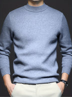 Men's sea polish ribbed mock-neck pullover sweater, fitted knit