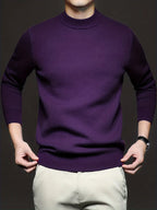 Men's fitted ribbed mock-neck pullover sweater