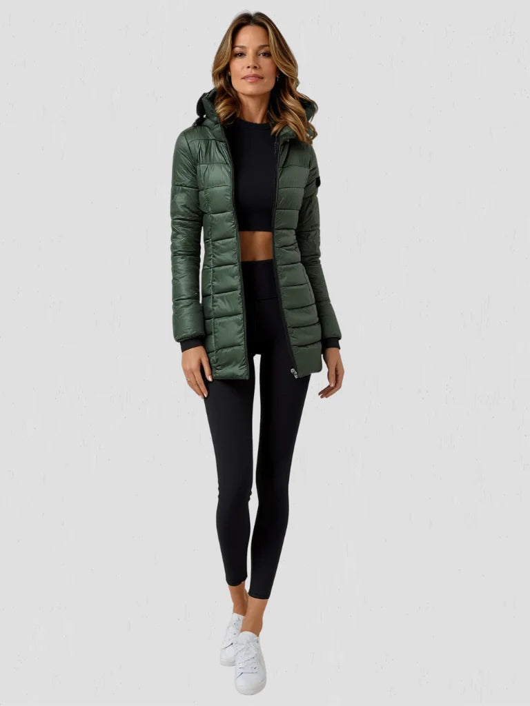 Women's longline puffer coat