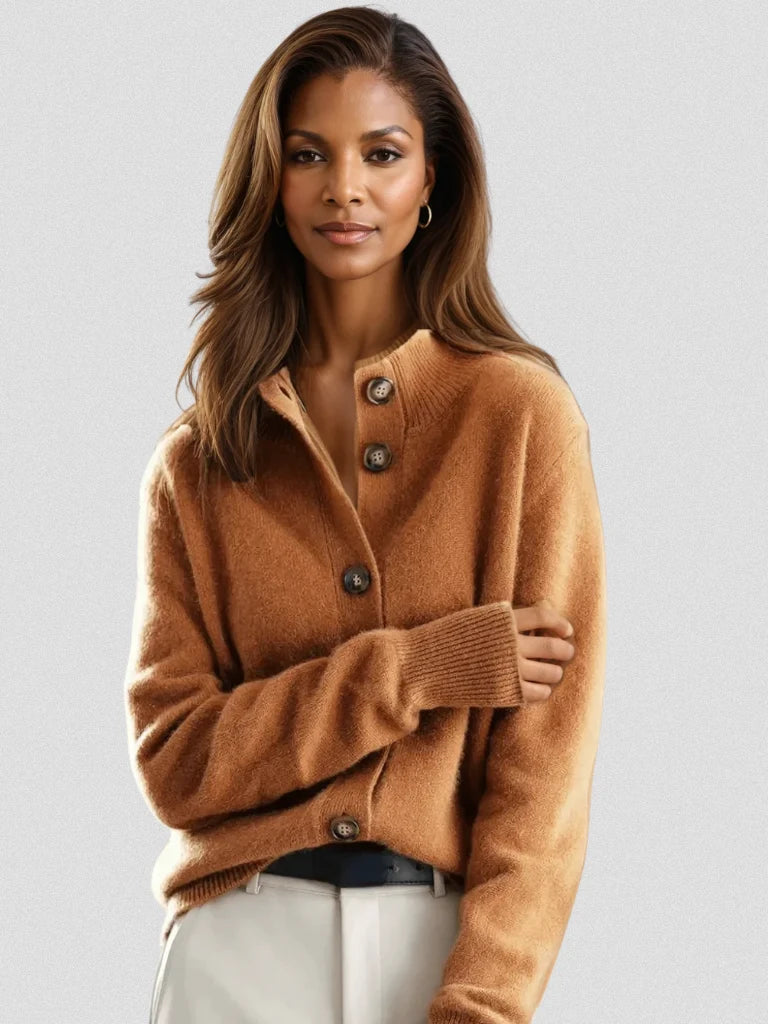 Women's caramel button cardigan