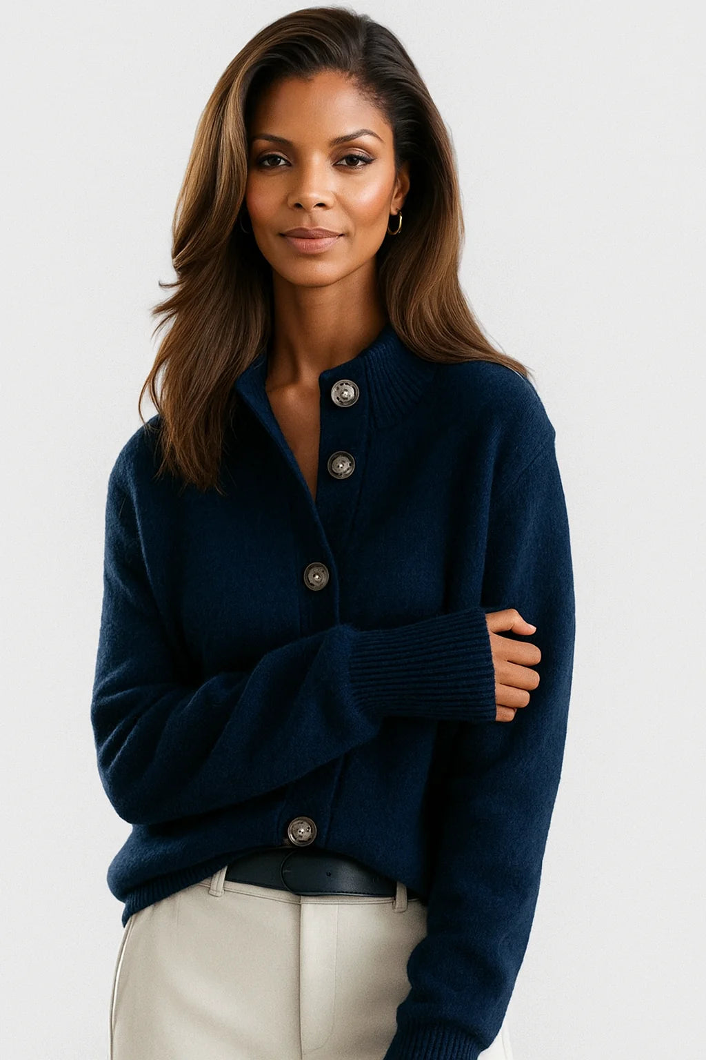 Women's blue button cardigan