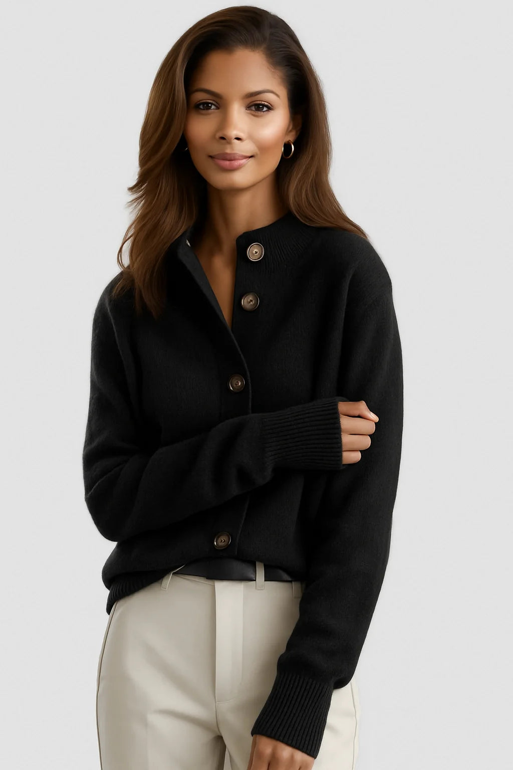 Women's black button cardigan