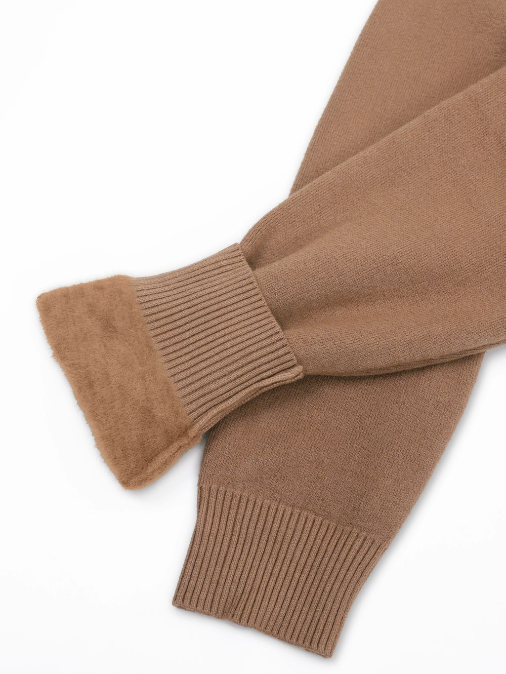 Women's pink fitted Turtleneck Sweater with Sherpa-Lined Cuffs