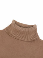 Women's pink fitted Turtleneck Sweater with Sherpa-Lined Cuffs