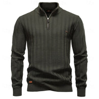 Sheldon | Men's Ribbed Knit Mock Neck Half-Zip Sweater for Winter