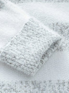 Women's grey oversized Striped High-Neck Sweater for Layering