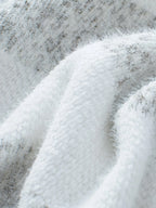 Women's grey oversized Striped High-Neck Sweater for Layering