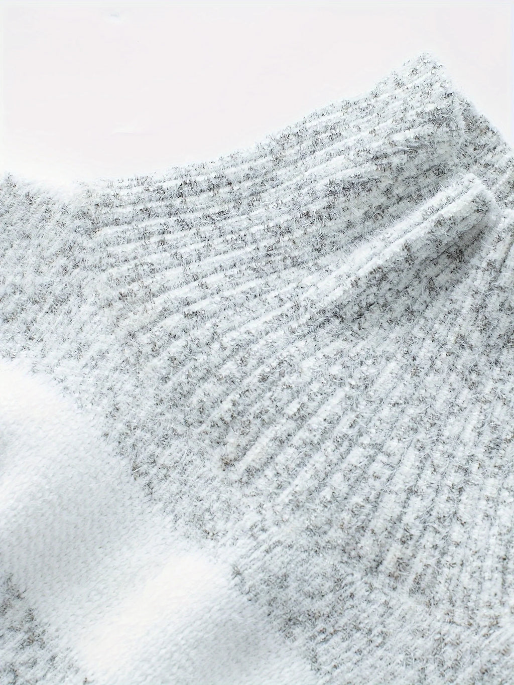 Women's grey oversized Striped High-Neck Sweater for Layering