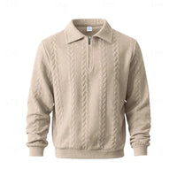 Simon | Men's Cable-Knit Quarter-Zip Pullover with Polo Collar