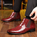 Men's wine refined slip-on chelsea boots with smooth finish