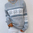 Women's gray Fair Isle snowflake mock neck sweater