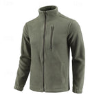 Men's green stand-collar Full-Zip Fleece Jacket with Chest Pocket