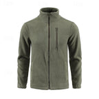 Men's black stand-collar Full-Zip Fleece Jacket with Chest Pocket