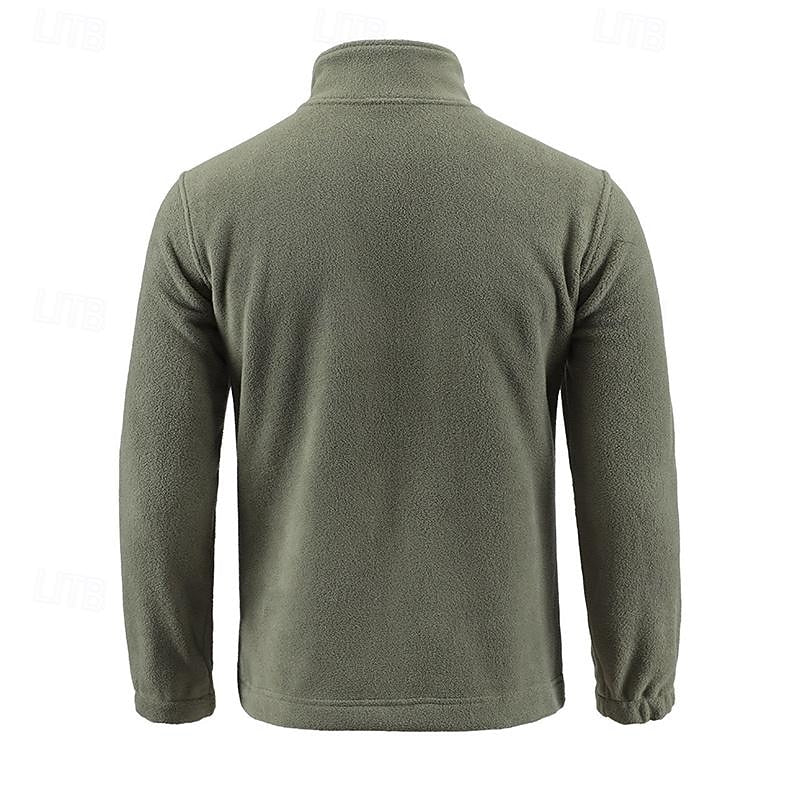 Men's black stand-collar Full-Zip Fleece Jacket with Chest Pocket