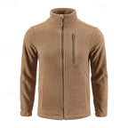 Men's black stand-collar Full-Zip Fleece Jacket with Chest Pocket