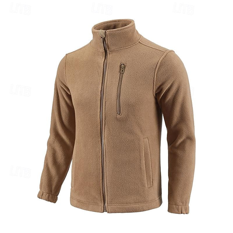 Men's black stand-collar Full-Zip Fleece Jacket with Chest Pocket