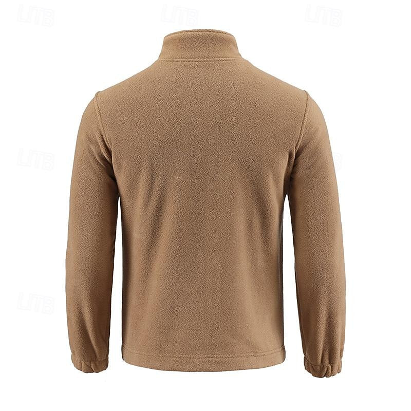 Men's black stand-collar Full-Zip Fleece Jacket with Chest Pocket