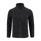 Men's black stand-collar Full-Zip Fleece Jacket with Chest Pocket