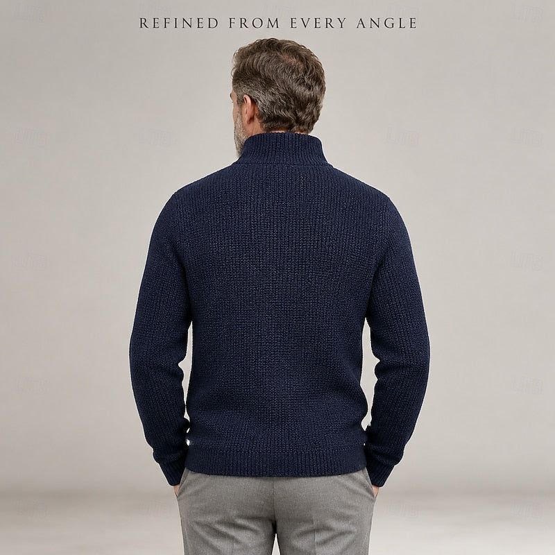 Men's gray textured Stand-Collar Sweater Jacket, Blazer Cut