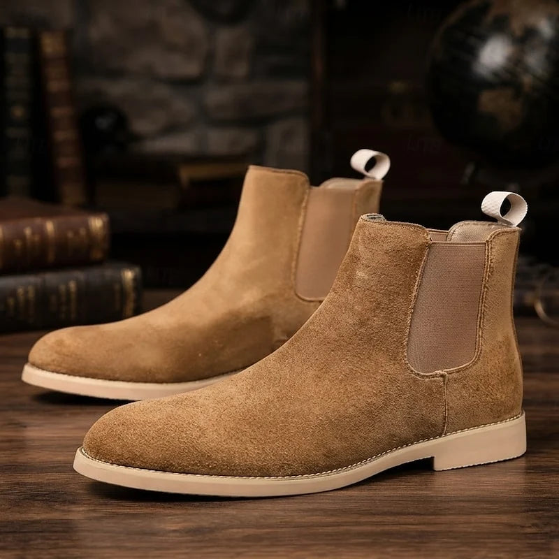 Men's brown low-Profile Suede Chelsea Boots for Everyday Wear