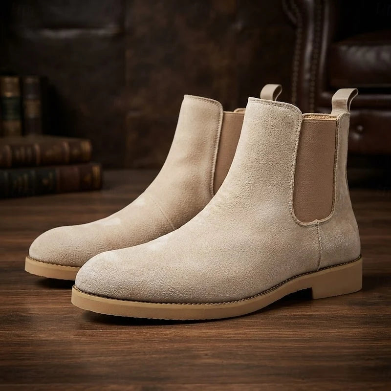 Men's almond low-Profile Suede Chelsea Boots for Everyday Wear