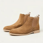 Men's almond low-Profile Suede Chelsea Boots for Everyday Wear