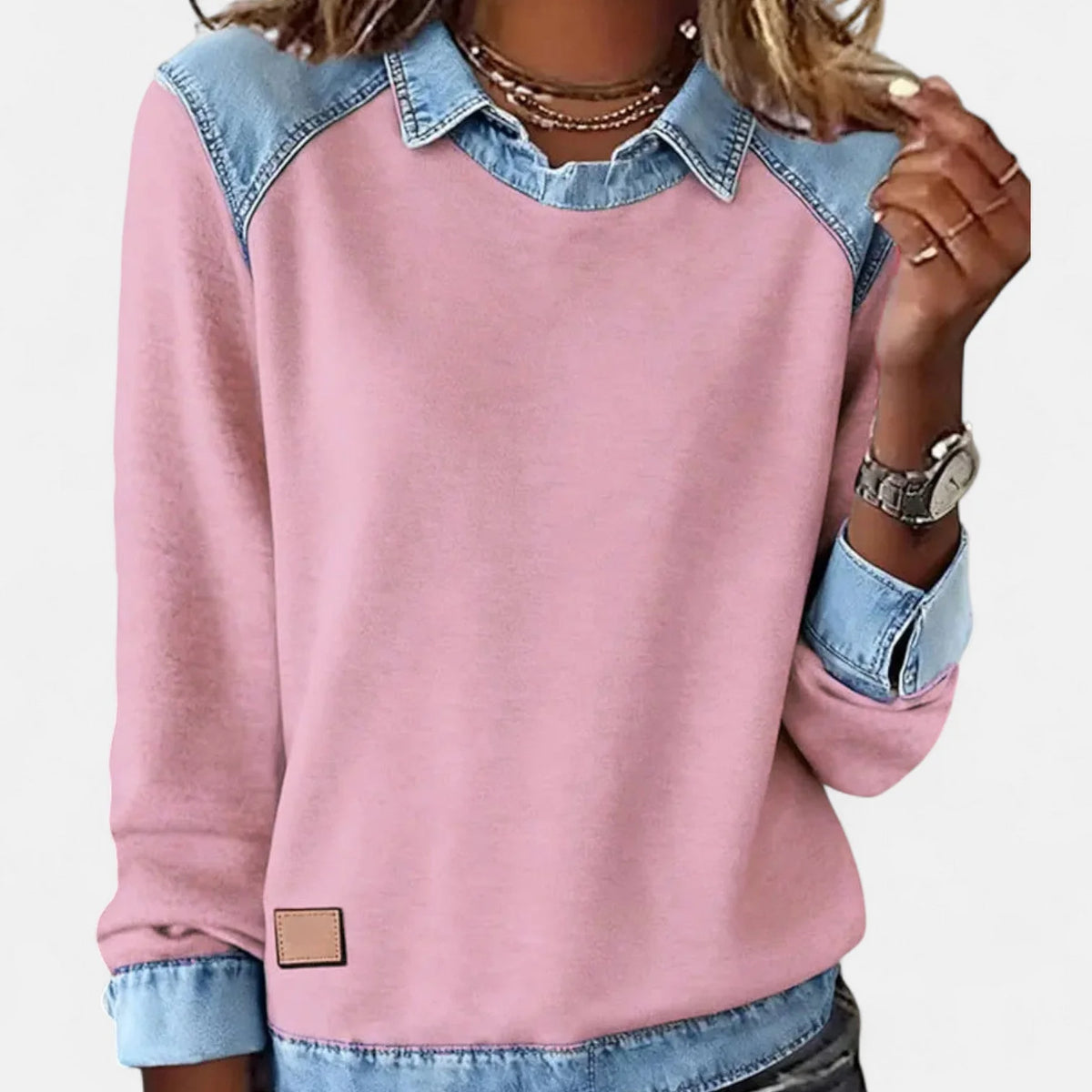 Women's pink casual long sleeve blouse