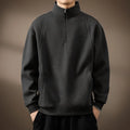 Men's dark gray quarter-zip mock neck sweatshirt