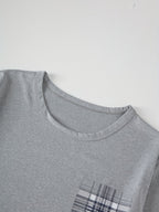 Men's light grey relaxed Checkered Two-Piece Loungewear Set for Winter
