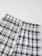 Men's light grey relaxed Checkered Two-Piece Loungewear Set for Winter