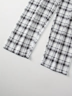 Men's light grey relaxed Checkered Two-Piece Loungewear Set for Winter