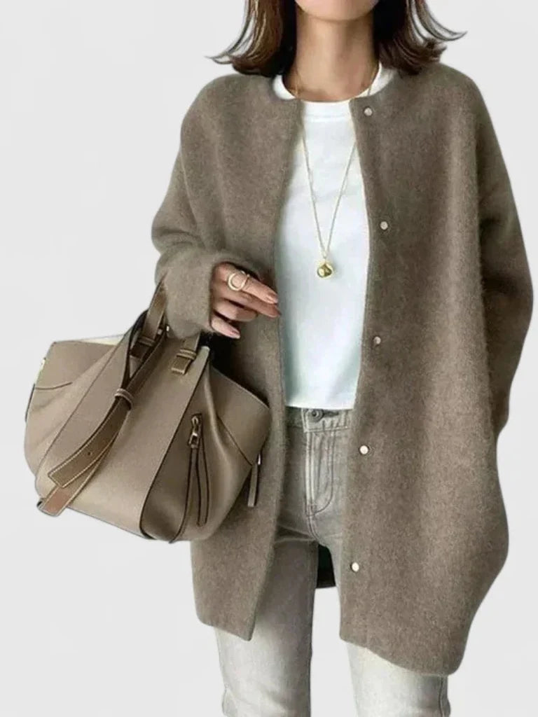 Women's taupe cardigan coat