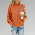 Women's burnt orange high-neck knit sweater
