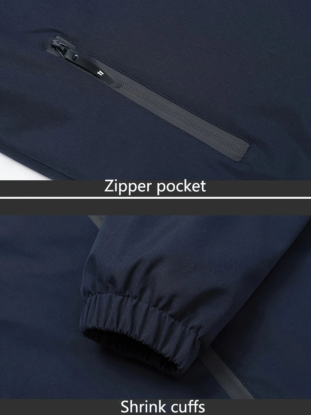 Men's navy sherpa-Lined Hooded Fleece Jacket with Zip Pockets
