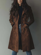 Women's brown suede trench coat