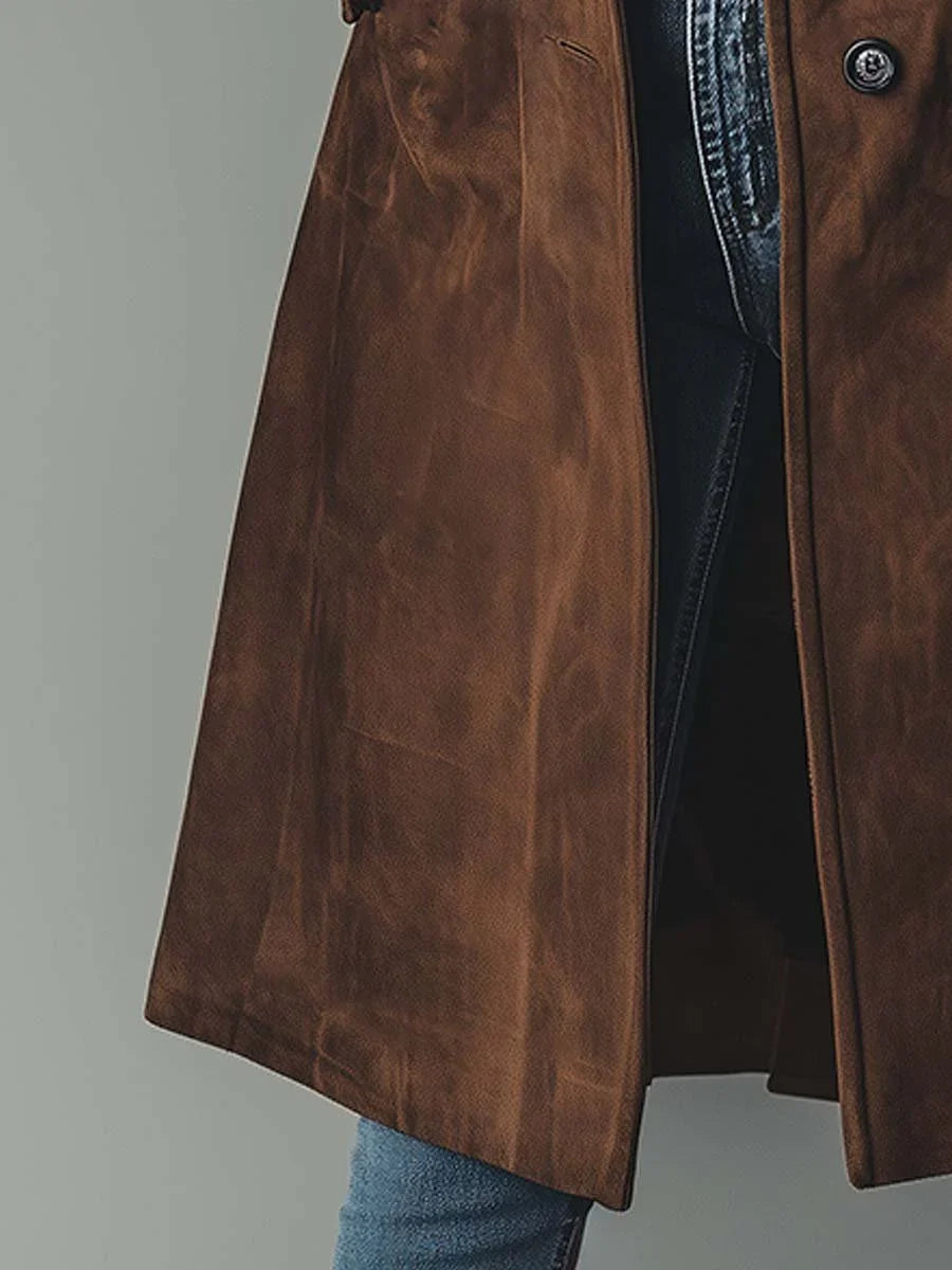 Women's brown suede trench coat