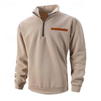 Men's khaki refined quarter-zip sweater for everyday layering