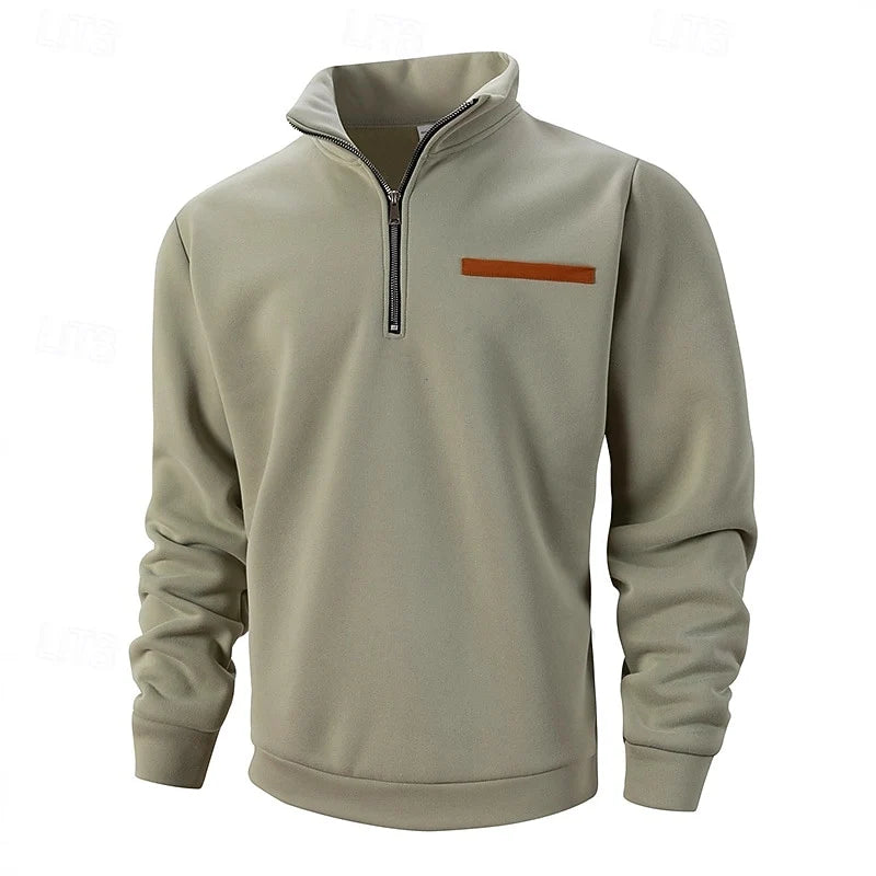 Men's green refined quarter-zip sweater for everyday layering
