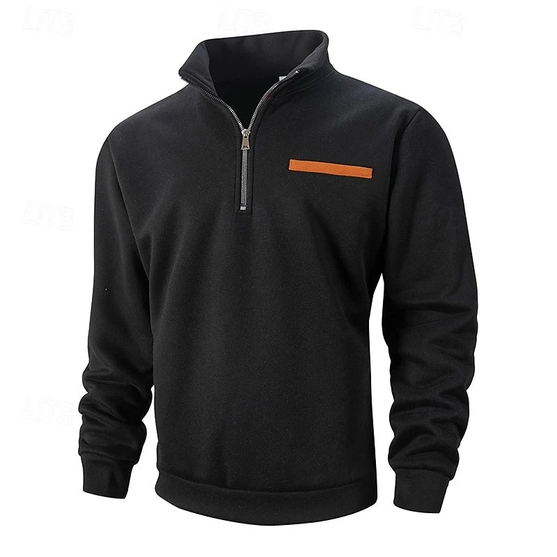 Men's black refined quarter-zip sweater for everyday layering