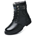 Men's black fleece rugged Combat Boots with Side Buckle for Winter