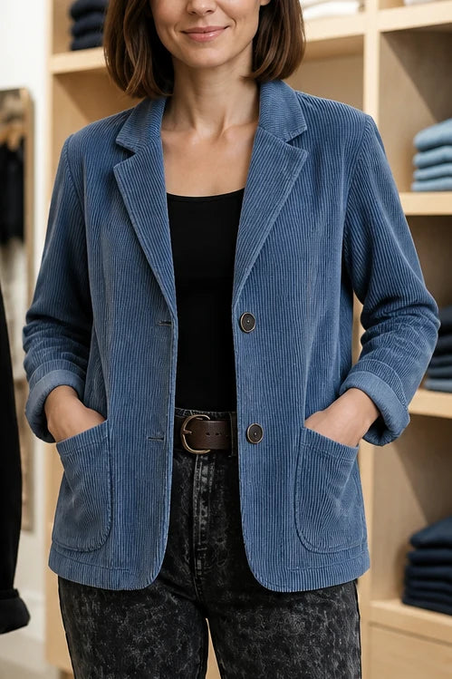 Women's blue corduroy-look jacket